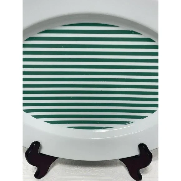 Rauschert Culinary Editions Porcelain Service Platter 14 Inch Green White Stripe